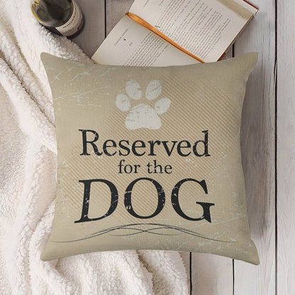 Reserved for The Dog (Tan) Linen Throw Pillow Cover