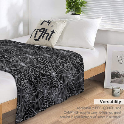 Spider Web Pattern - White on Black by Cecca Designs Throw Blanket