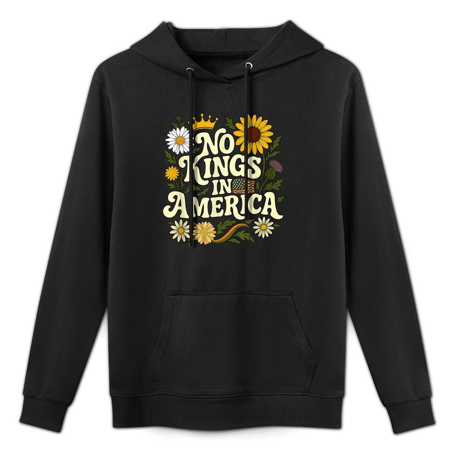 No King In American Retro Floral 70s Democracy Women Customizable Surface Hoodie