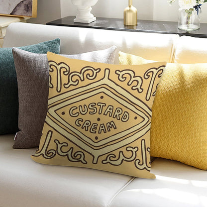 Custard Cream British Biscuit Soft Luxury Feel Throw Pillow