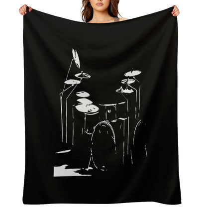 Drum Kit Black And White Throw Blanket