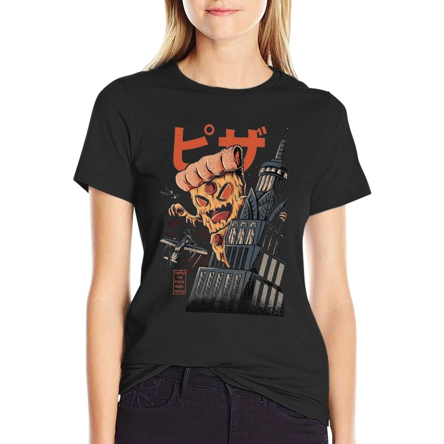 Pizza Kong  Rolled Sleeves T-Shirt