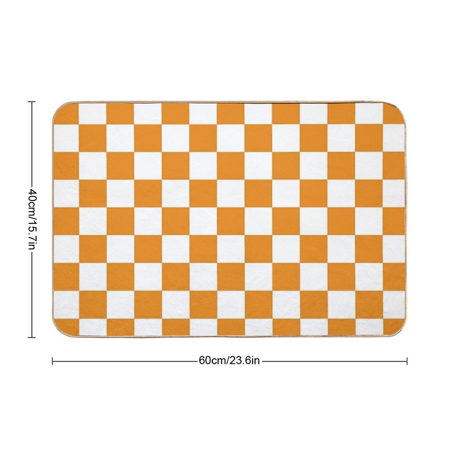 Orange White Checkerboard Bath Mat