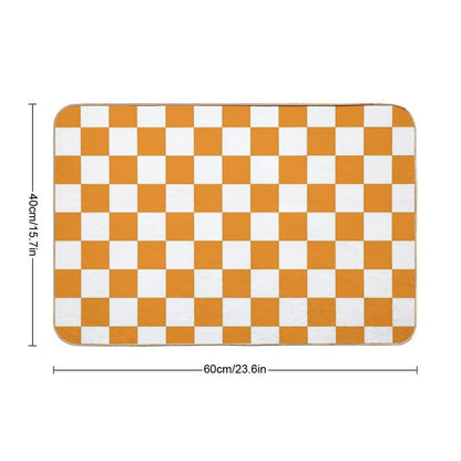 Orange White Checkerboard Bath Mat