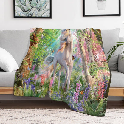 Unicorn Enchanted Forest Throw Blanket