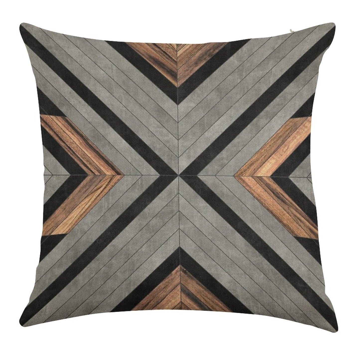 Urban Tribal Pattern No.2 - Concrete And Wood Linen Throw Pillow Cover