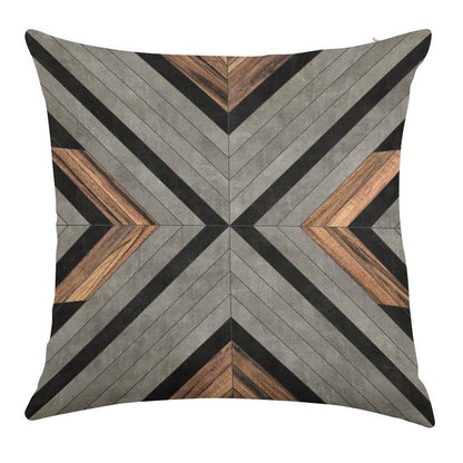 Urban Tribal Pattern No.2 - Concrete And Wood Linen Throw Pillow Cover