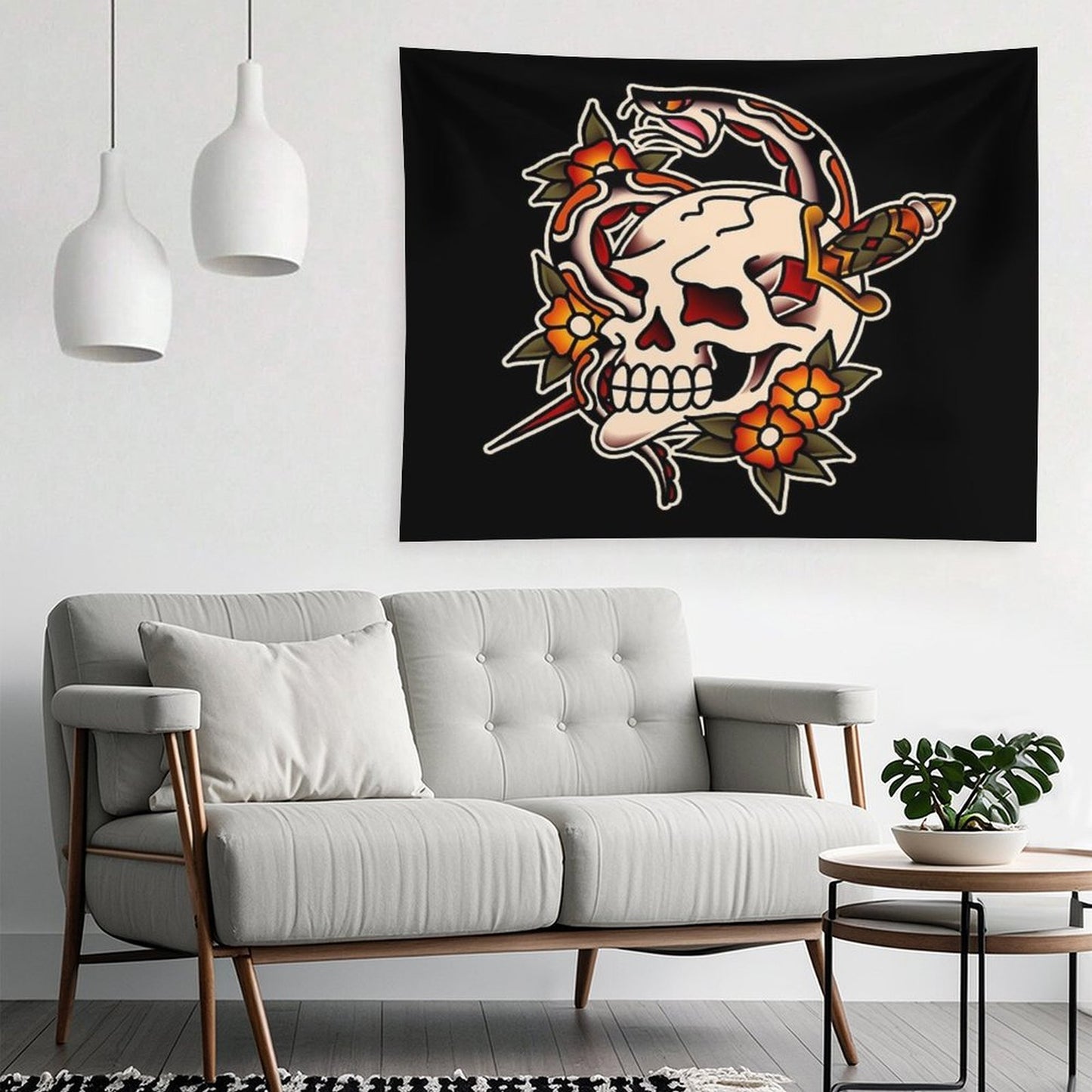 Salty-Dog Death And Rebirth Skull Motif Tapestry