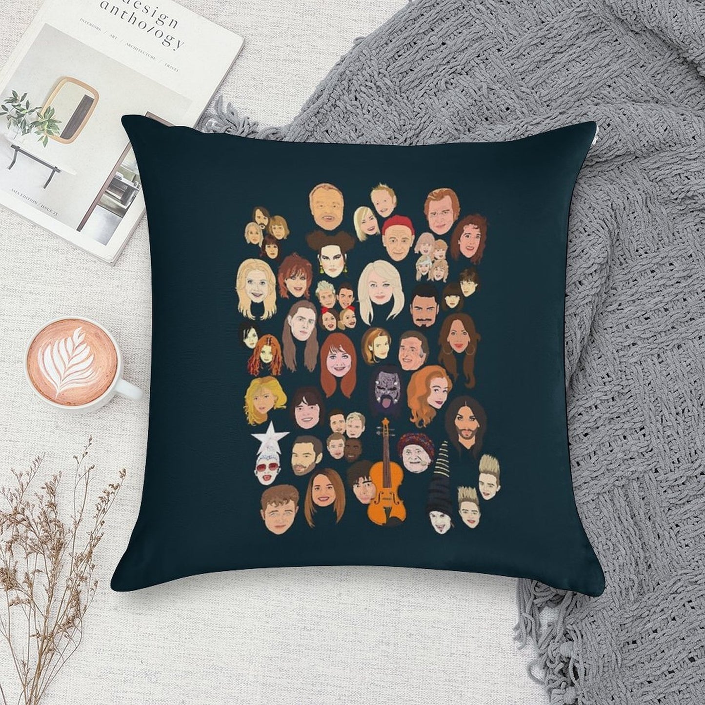 Icons of The Eurovision Song Contest Soft High-Density Material Throw Pillow