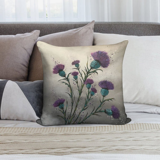Scottish Traditional Purple Thistle Soft Durable Construction Throw Pillow