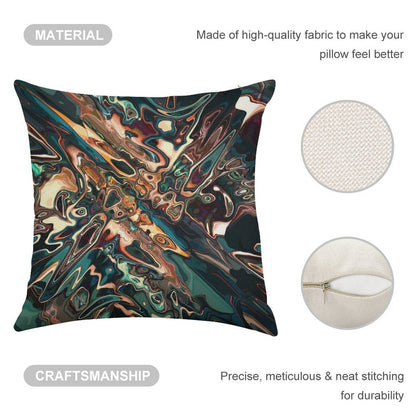 Melting Copper Abstract Linen Throw Pillow Cover