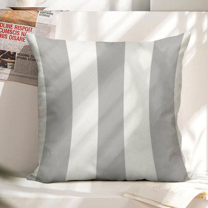 Silver Gray And White Stripes Linen Throw Pillow Cover