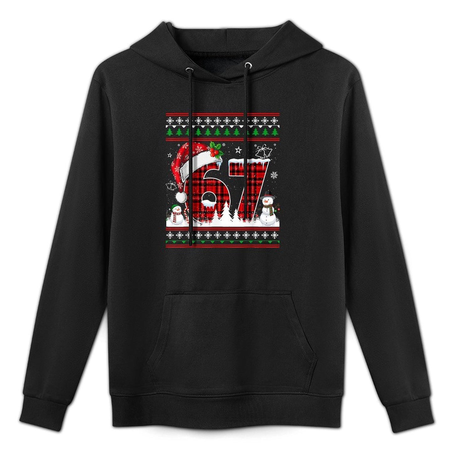 Funny 67 Six Seven Meme Ugly Sweater Christmas Pajamas Breathable Fabric Hoodie