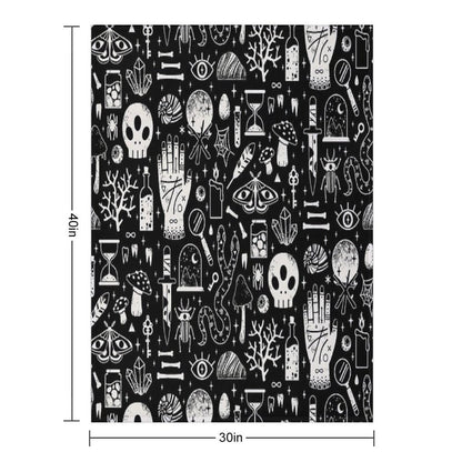Curiosities Bone Black Throw Blanket