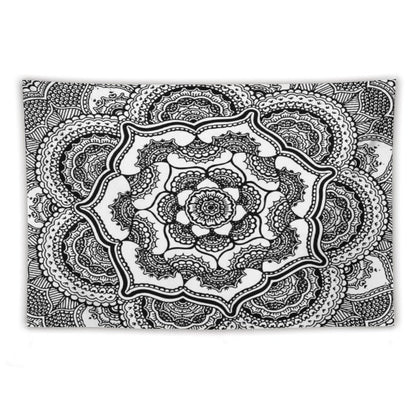 Spring Lotus  Abstract  Black And White Tapestry