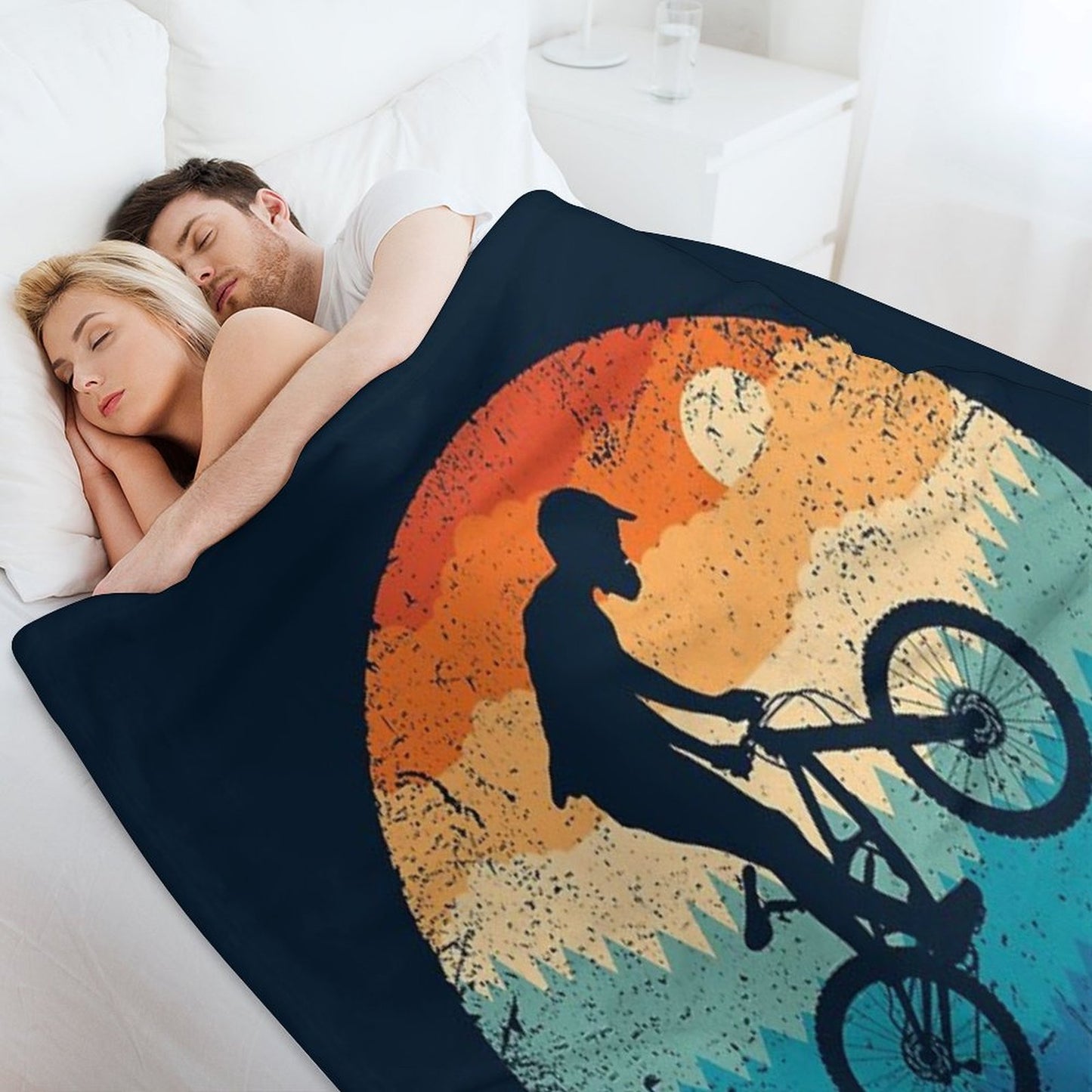 Mountain Biking Retro Throw Blanket