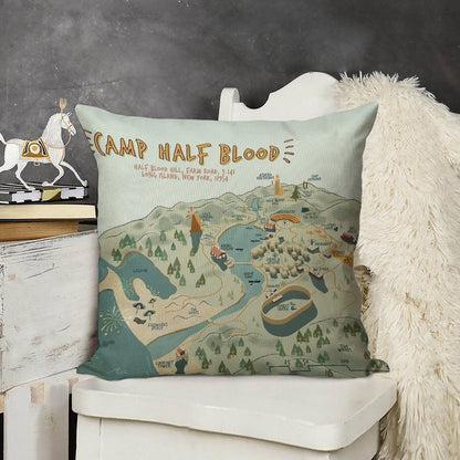 Map of Camp Half Blood Linen Throw Pillow Cover