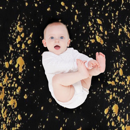 Luxurious Black-Gold Marble Throw Blanket