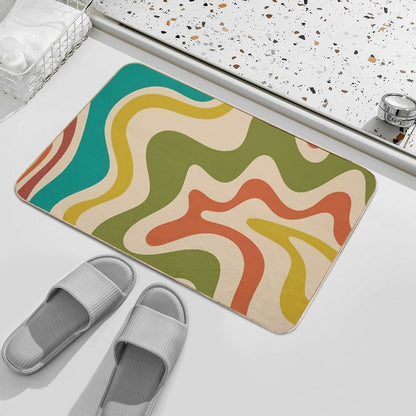 Liquid Swirl Retro Abstract Pattern in Mid-Century Mod Colours  Toxin-Free Bath Mat