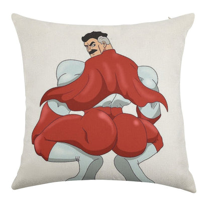 Invincible Think Mark Thicc Booty Omni Man Linen Throw Pillow Cover