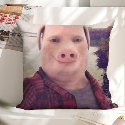 John Pork Linen Throw Pillow Cover