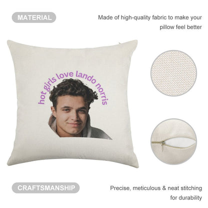 Hot Girls Love Lando Norris - Formula One Linen Throw Pillow Cover