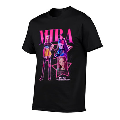 Kpop Demon Hunters Mira Showcase Retro Neon Poster  High-quality Stitching T-Shirt