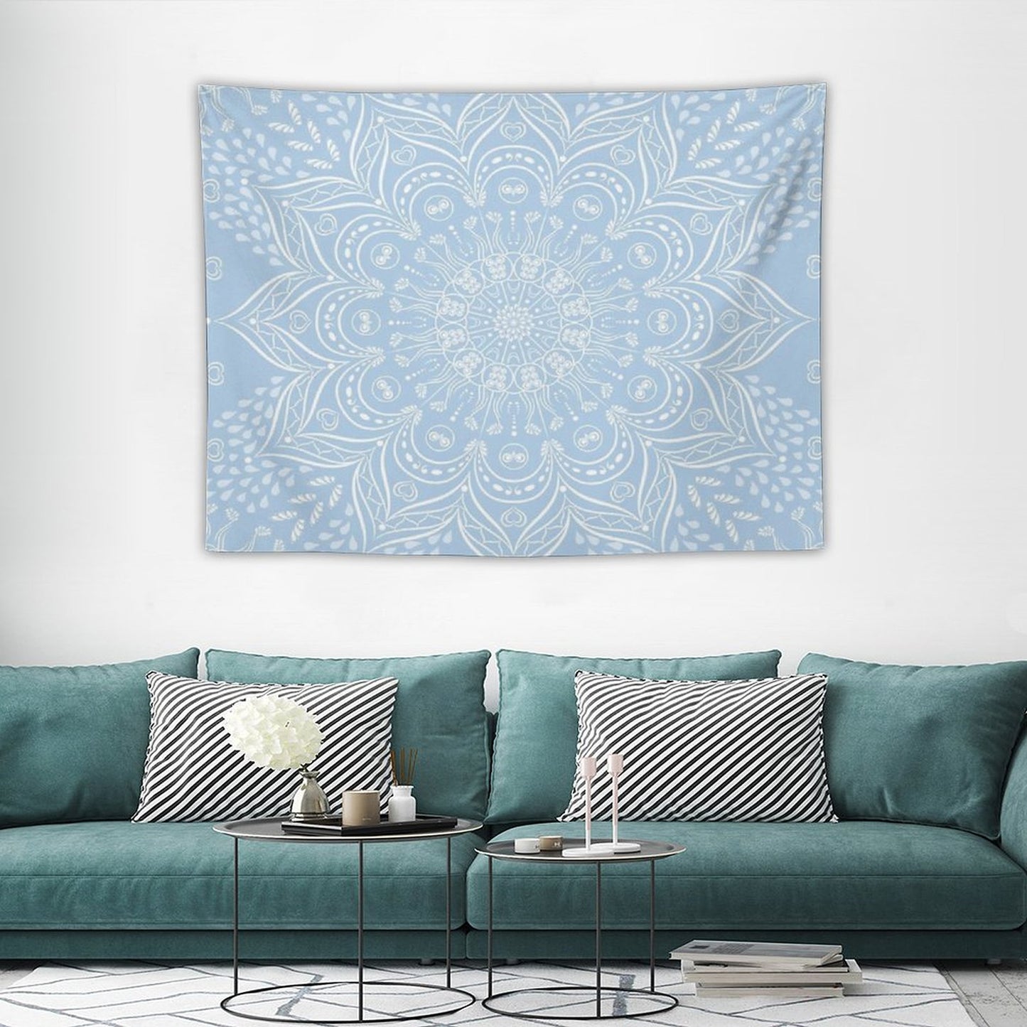 Baby Blue Mandala Pattern Tapestry