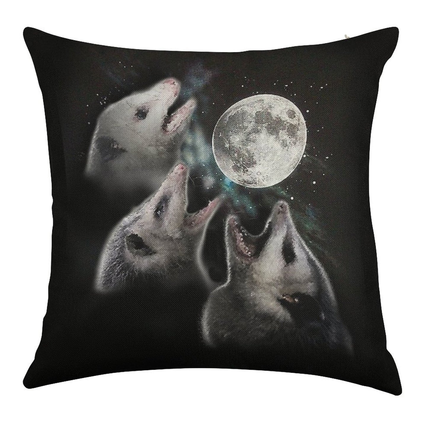 3 Opossum Moon Linen Throw Pillow Cover