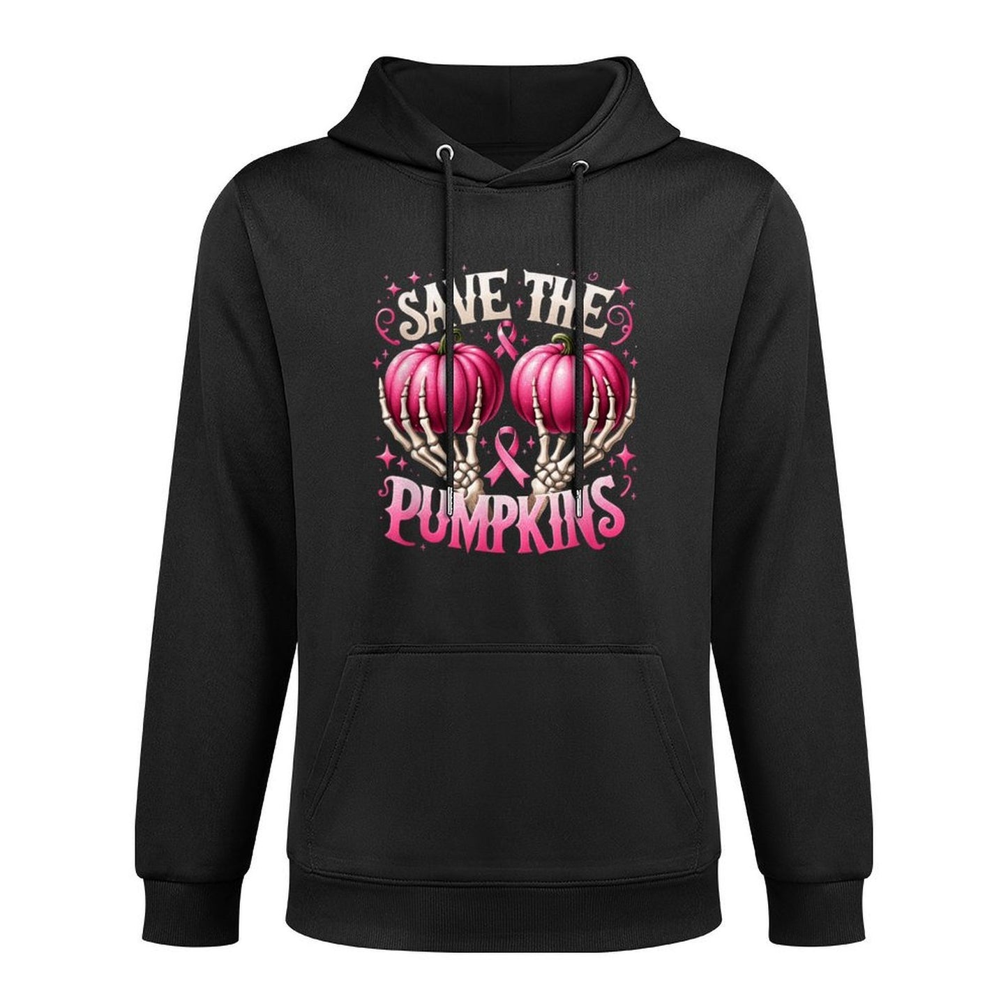 Save The Pumpkins Breast Cancer Awareness Skeleton Halloween Pilling-Resistant Hoodie