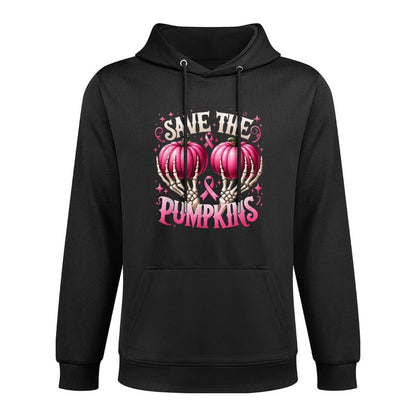 Save The Pumpkins Breast Cancer Awareness Skeleton Halloween Pilling-Resistant Hoodie