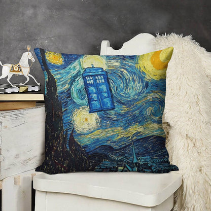 Starry Night Linen Throw Pillow Cover