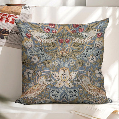 The Strawberry Thief Linen Throw Pillow Cover