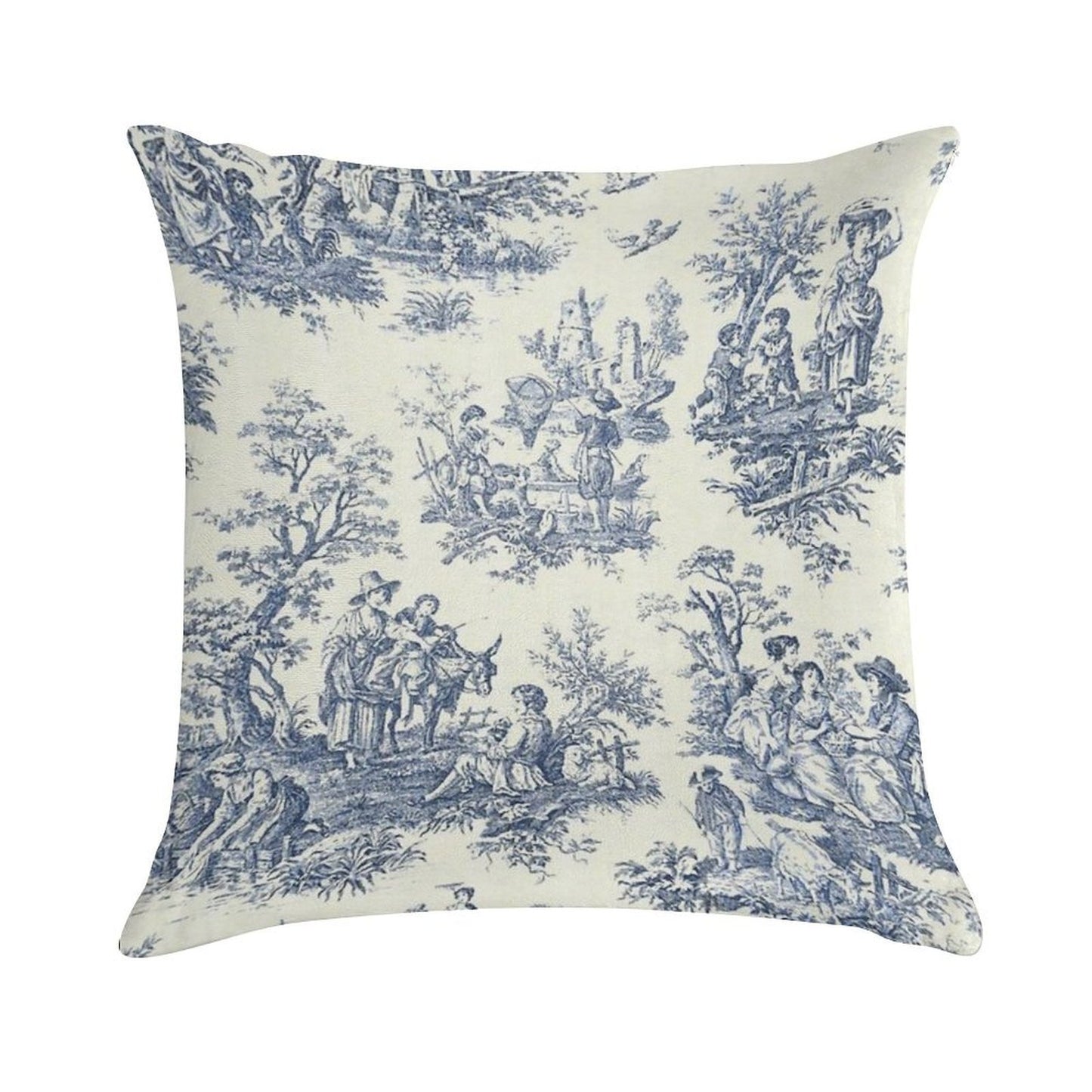 Powder Blue French Toile Picnic Designs Soft Ultra-Soft Texture Throw Pillow
