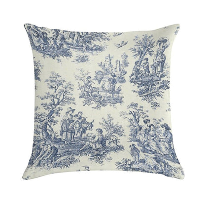 Powder Blue French Toile Picnic Designs Soft Ultra-Soft Texture Throw Pillow
