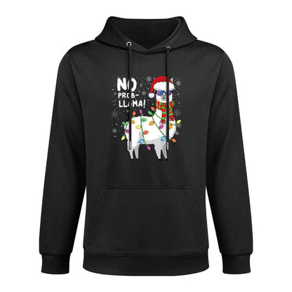 Christmas Llama Funny No ProbLlama Christmas Kangaroo Pocket Hoodie