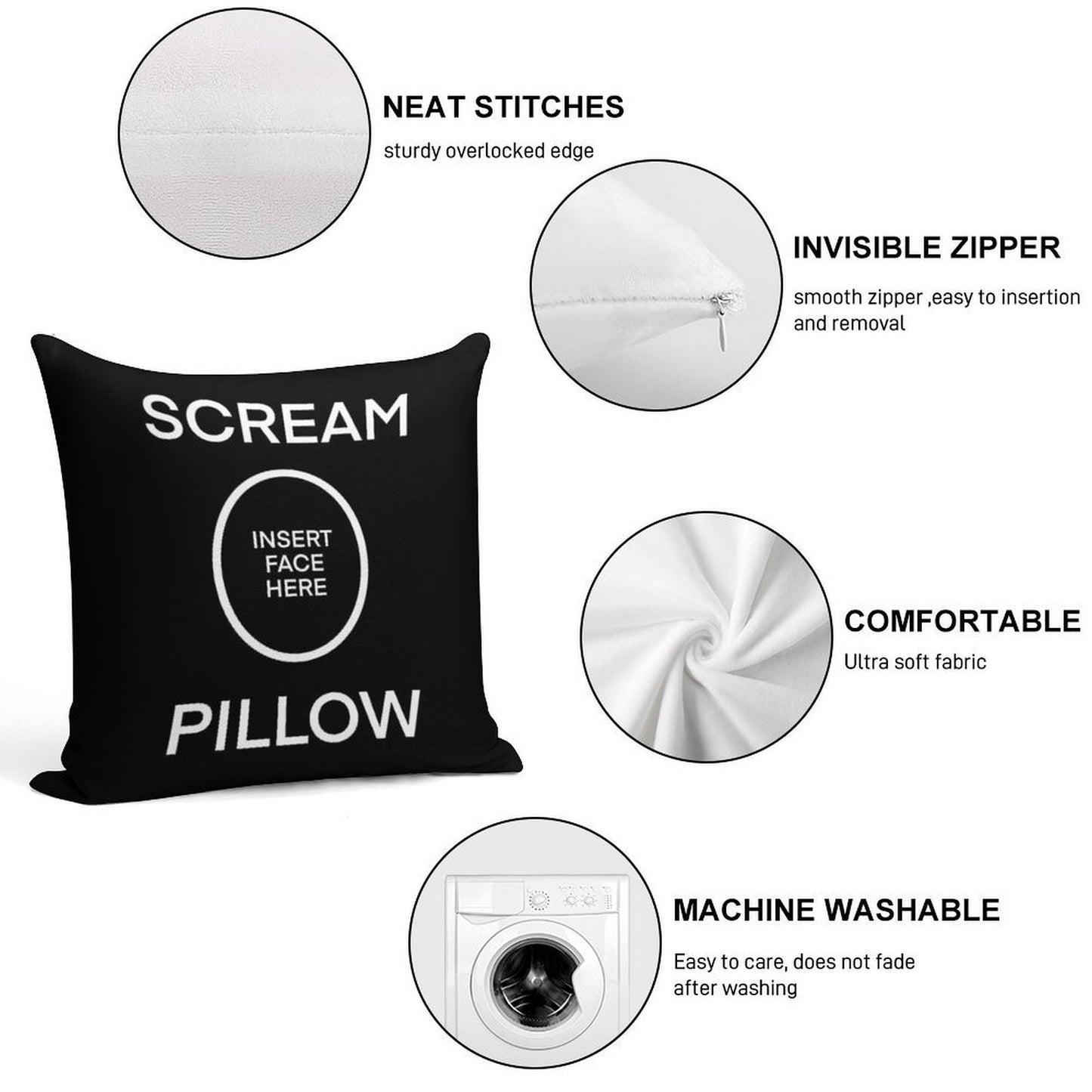 SCREAM PILLOW Soft Shrink-Resistant Throw Pillow
