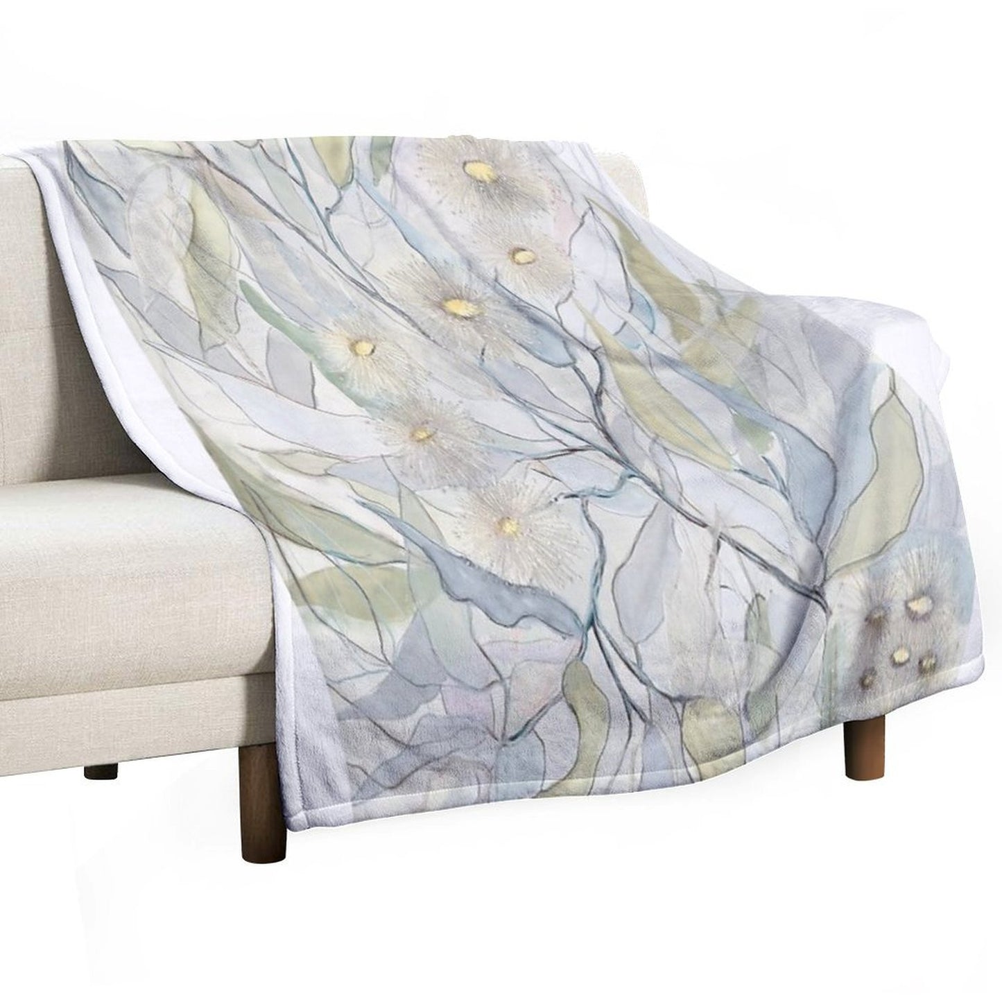 Soft Gentle Gum Leaves And Flowers Throw Blanket