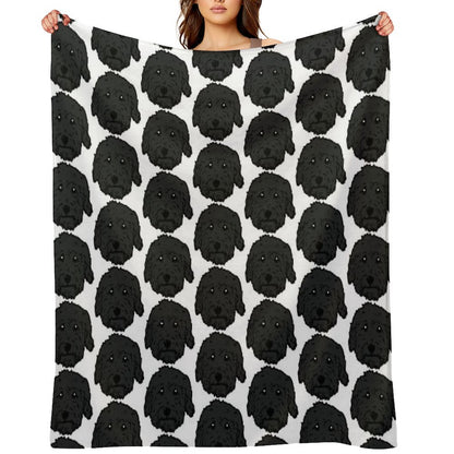 Charcoal Poodle - Dark Gray Goldendoodle! Black Labradoodle! Adorable Doodle Teddy Bear Dog - in Chocolate Brown, Dark Brown Dog Throw Blanket