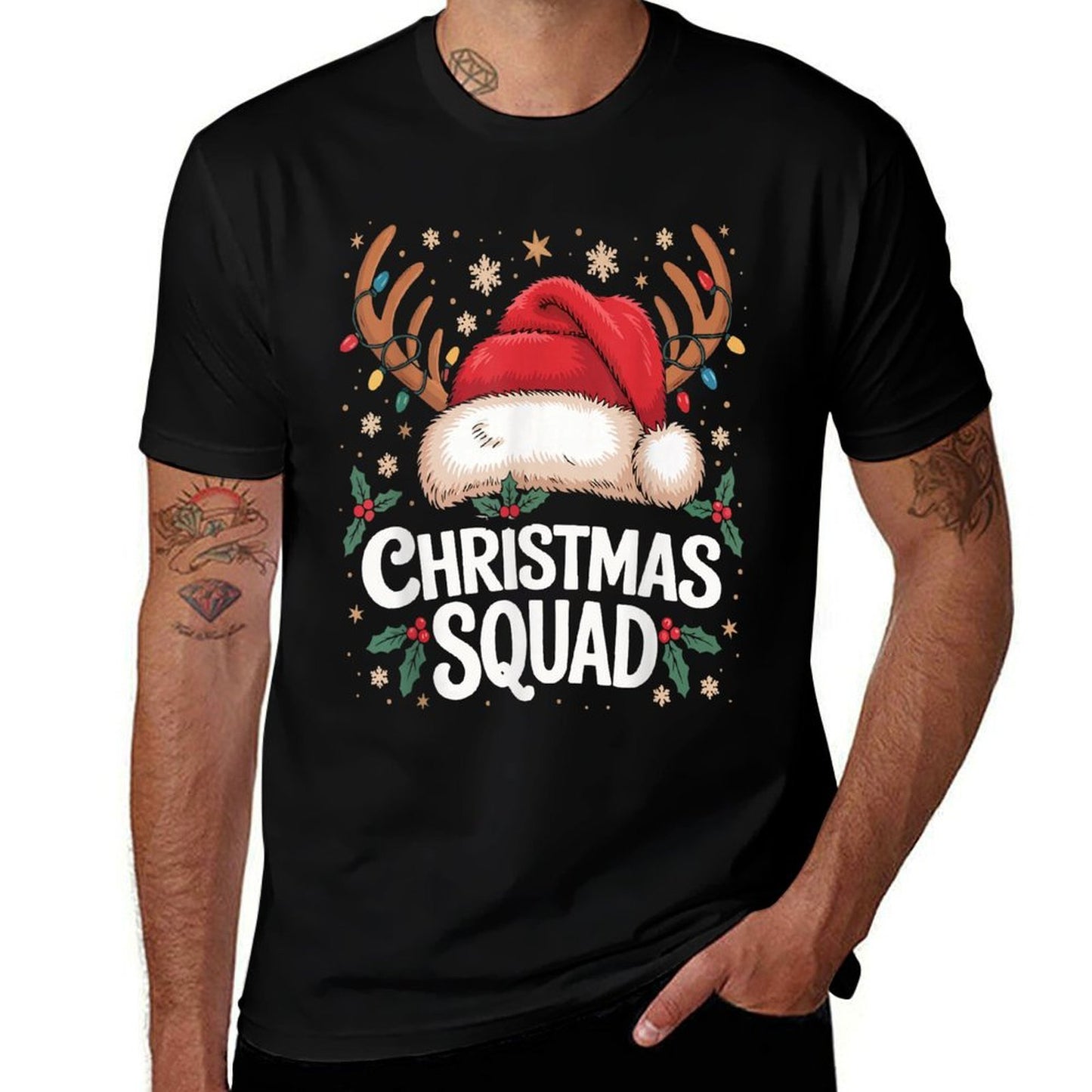 Christmas Squad Matching Family 2025 Santa Dabbing Elf  Fade-proof Color T-Shirt