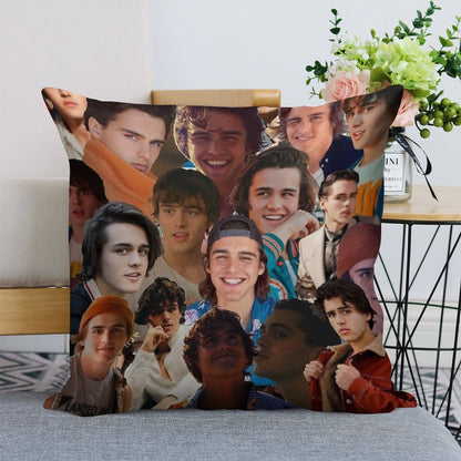 Charlie Gillespie Photo Collage Linen Throw Pillow Cover
