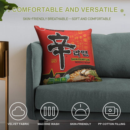 Nongshim Shin Ramyun (Spicy) Soft Ultra-Soft Texture Throw Pillow