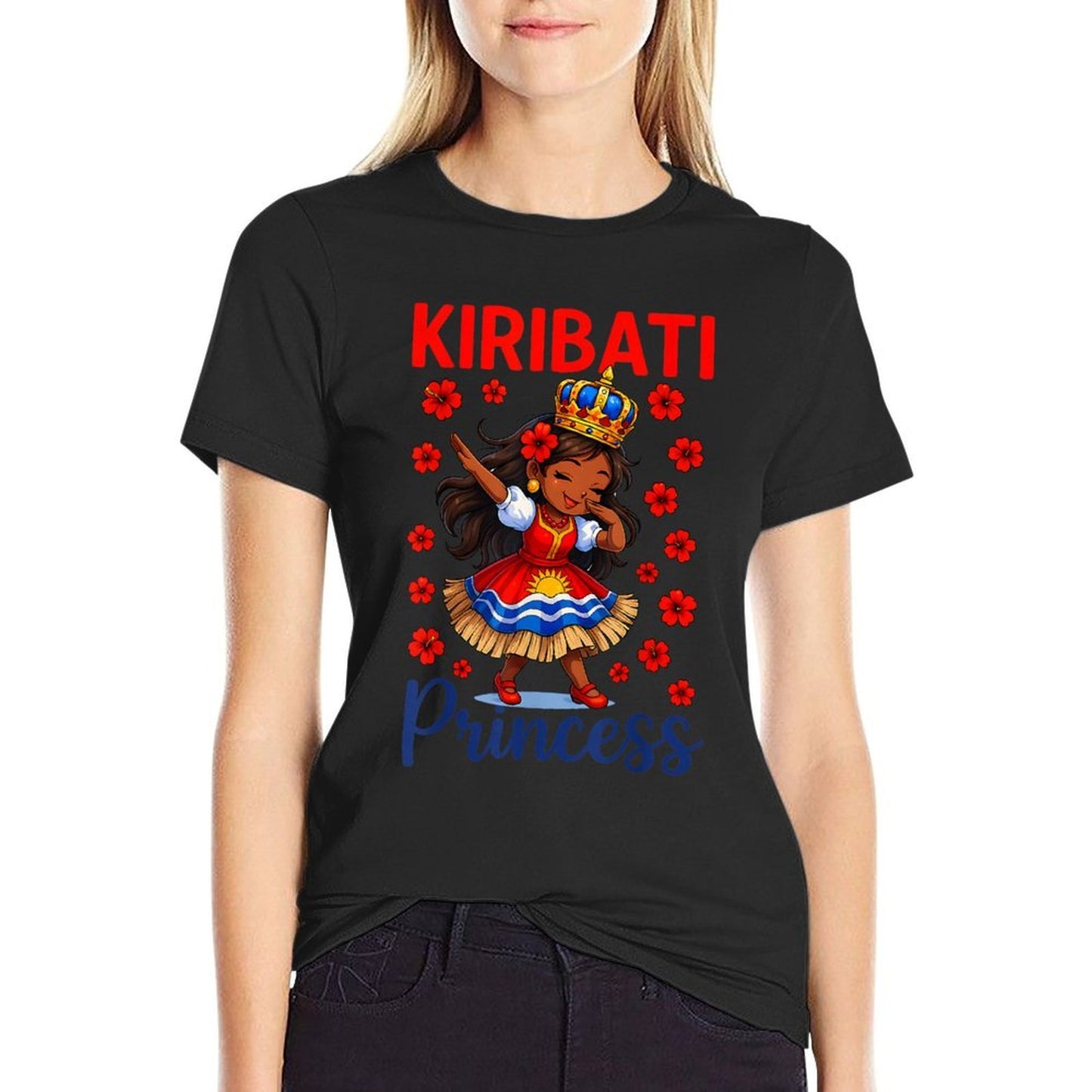 Kiribati Princess Girl Cute Island Pride Dab Crown  Easy-care T-Shirt