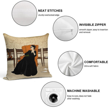 Oum Kolthoum Soft Hidden Zipper Throw Pillow