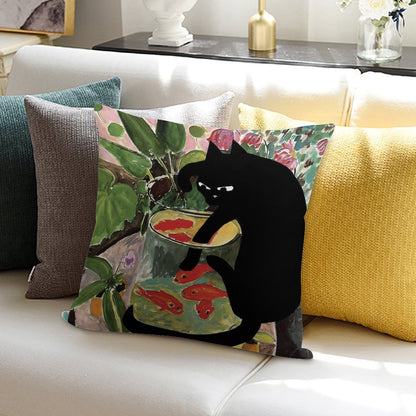 Matisse's Goldfish And A Cat Soft Bedroom Essential Throw Pillow