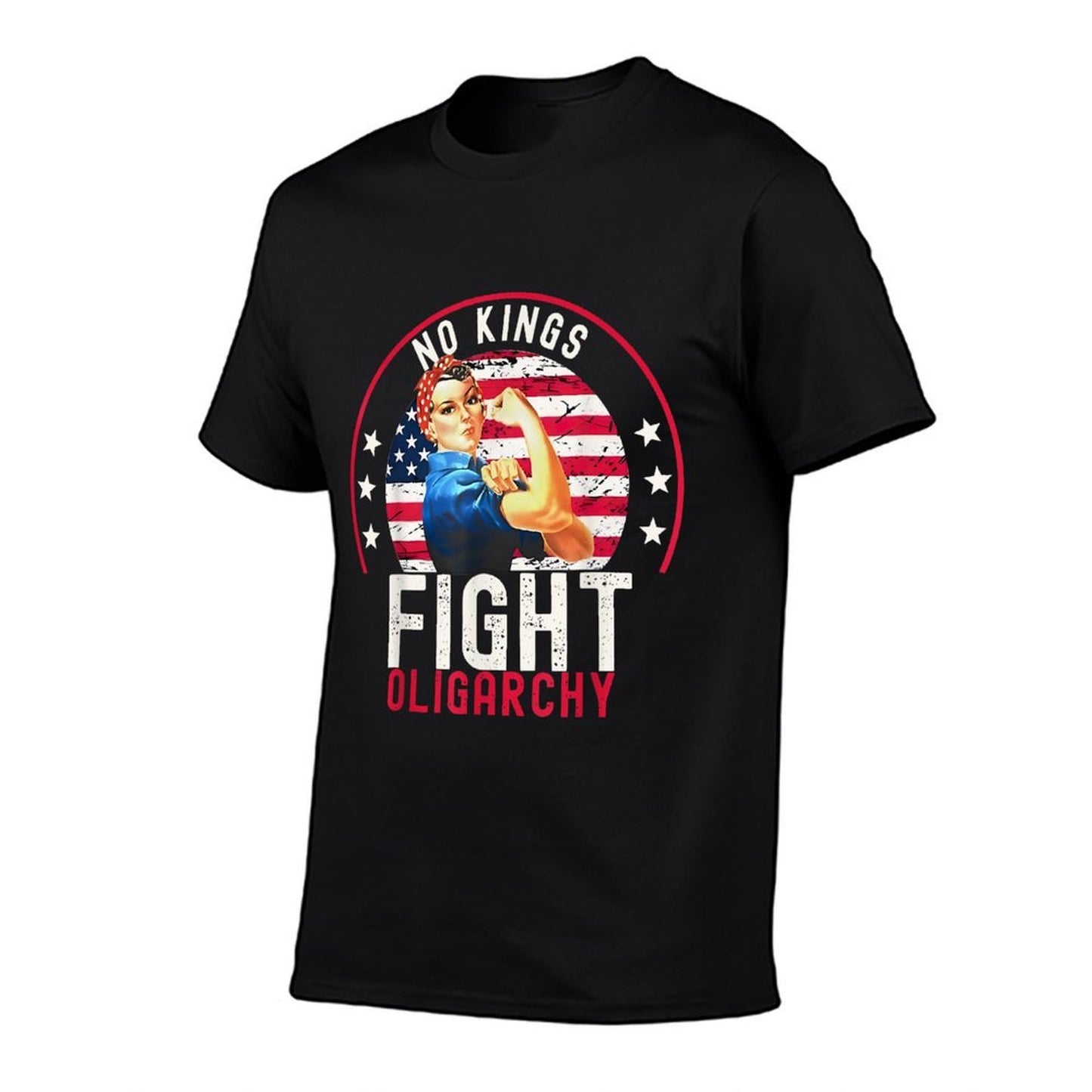 Vintage No Kings Fight Oligarchy Woman's Girl America  Trendy Pattern T-Shirt