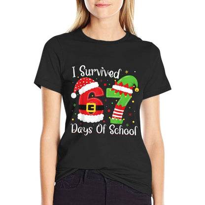 Christmas I Survived 67 Days of School Funny Six Seven  Affordable Price T-Shirt