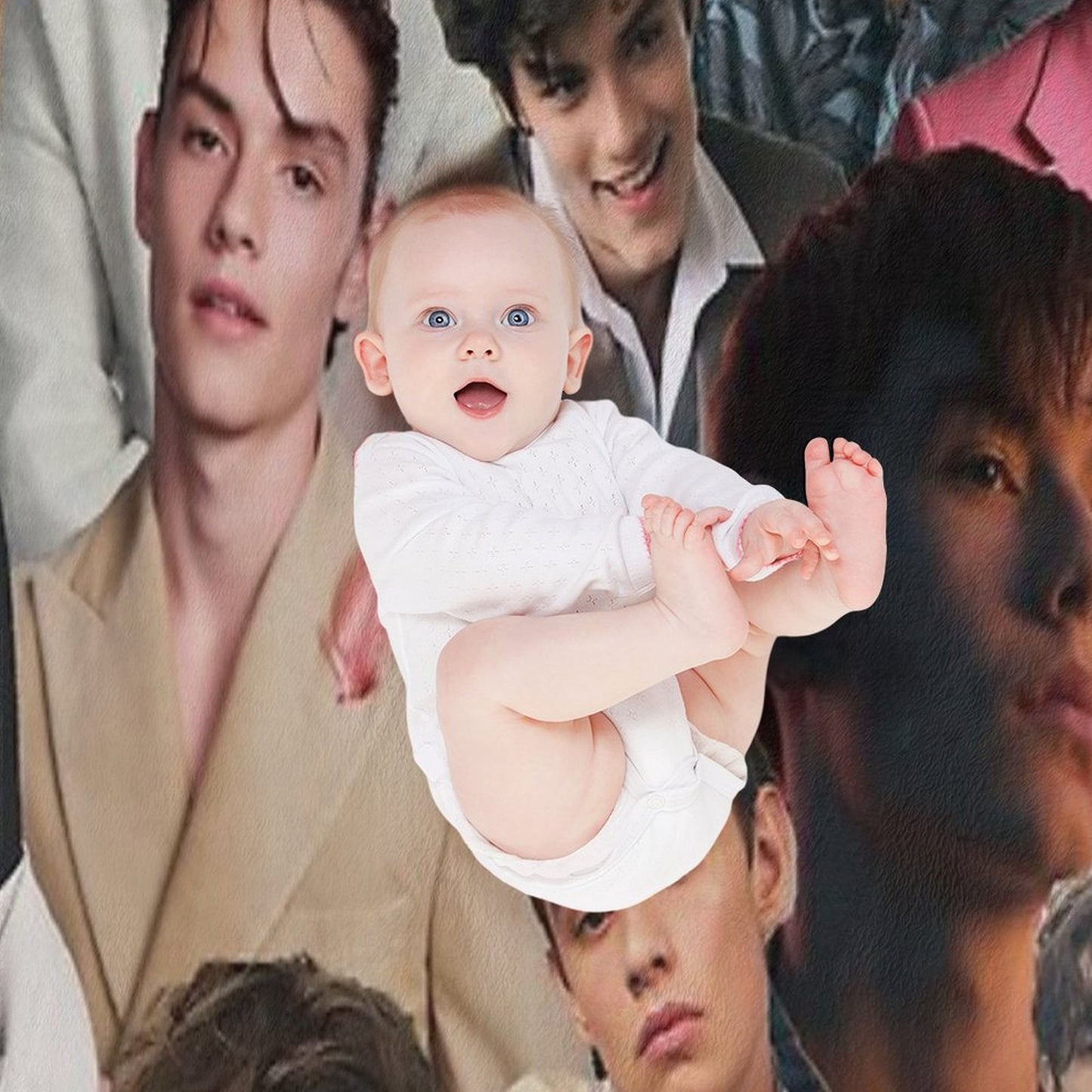 Louis Partridge Collage Throw Blanket