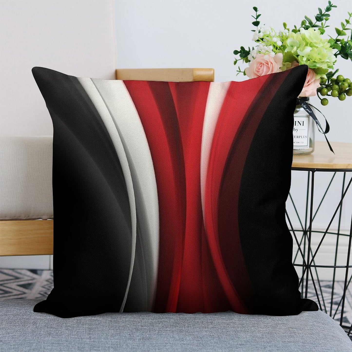 Red And White Linen Throw Pillow Cover