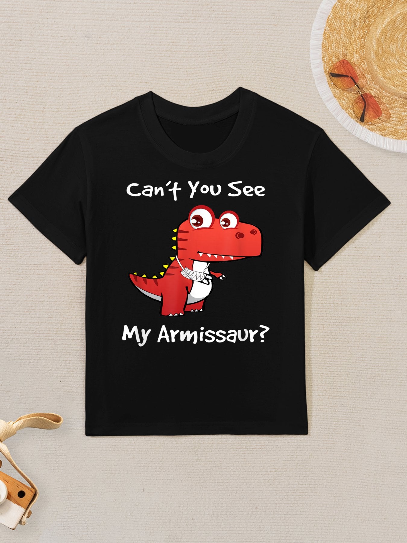 Funny Get Well Broken Arm Dinosaur with A Cast My Armissaur Kids T-Shirt